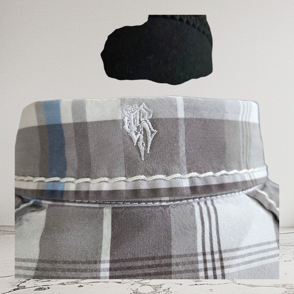 Roar Men's Gray and Blue Plaid Shirt with Embroidery Size L - Picture 2 of 13